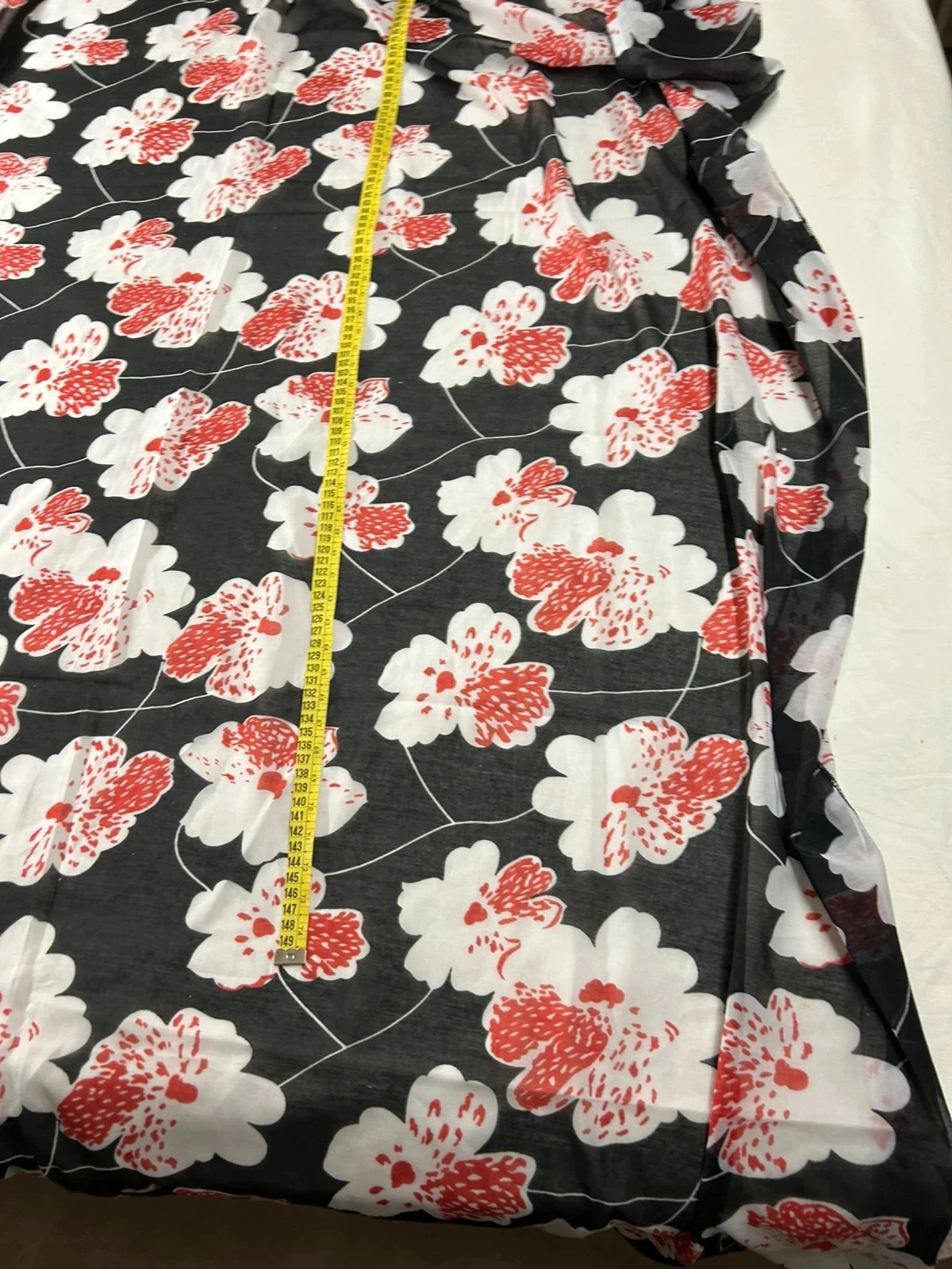 Vintage black plaid tablecloth with floral patterns – photo 3